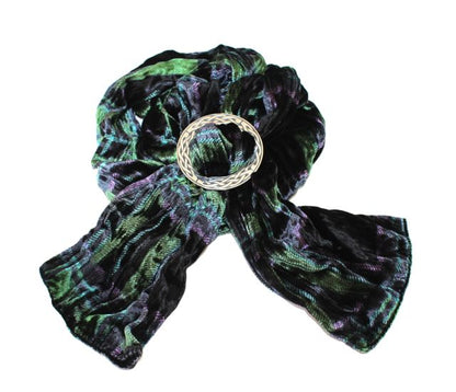 Black Green Tartan Velvet Scarf and Gift Set