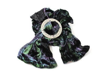 Black Green Tartan Velvet Scarf and Gift Set