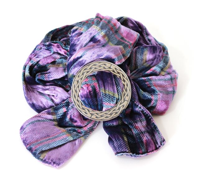 Purple Tartan Velvet Scarf and Ring Set