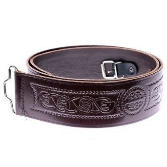 Celtic Serpent Embossed 100% Leather Quality Kilt Belt Available in Black + Brown