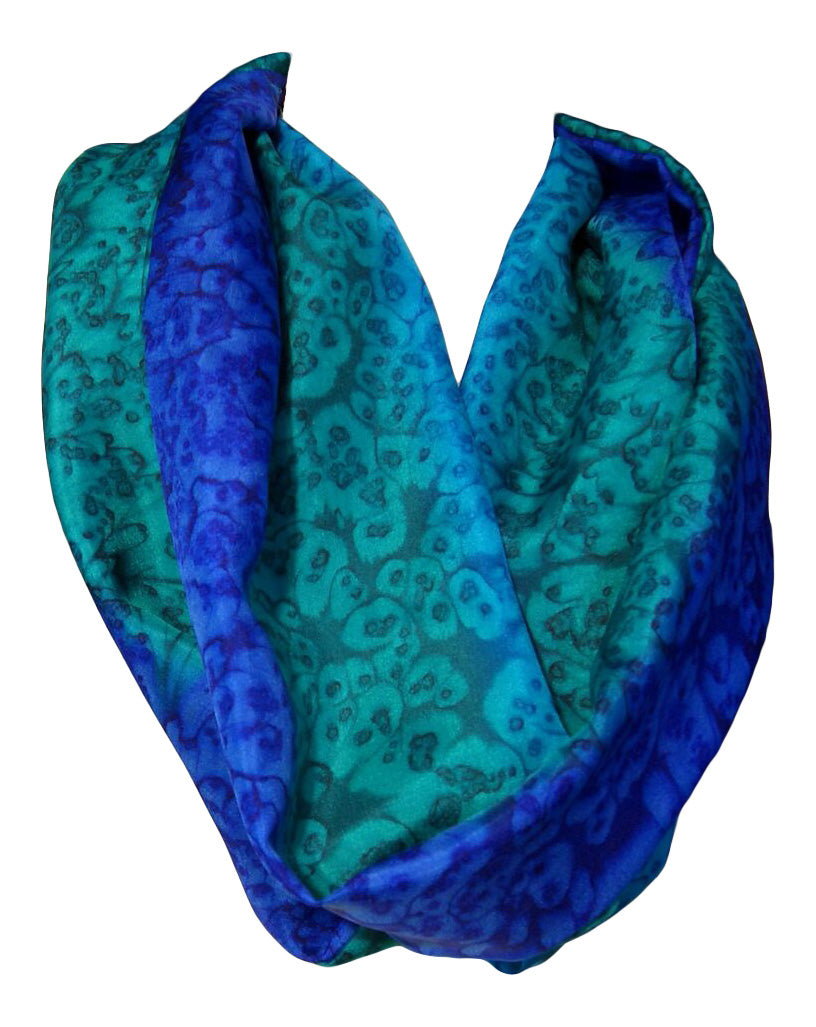 Blue and Green Habotai Silk Scarf