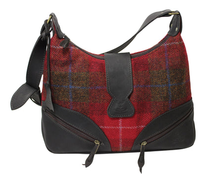 Deerskin Leather Red Tartan Handbag