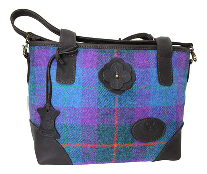 Deerskin Leather Purple Tartan Large Bag