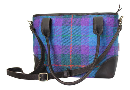 Deerskin Leather Purple Tartan Large Bag