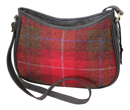 Deerskin Leather Red Tartan Shoulder Bag