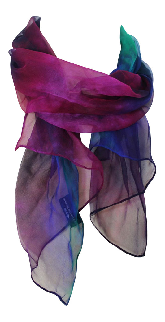 Ladycrow Luxurious Hand Dyed Delicate Gossamer Silk Scarf in Pink And Blue