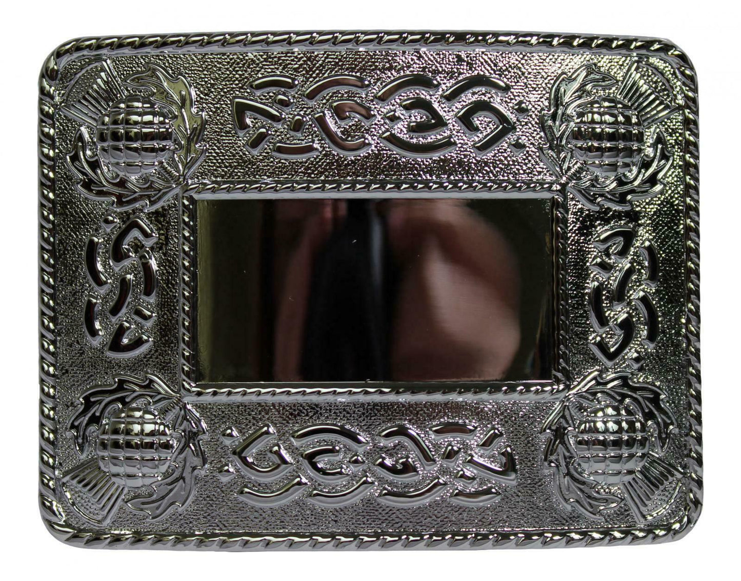 Chrome Celtic Thistle Kilt Buckle