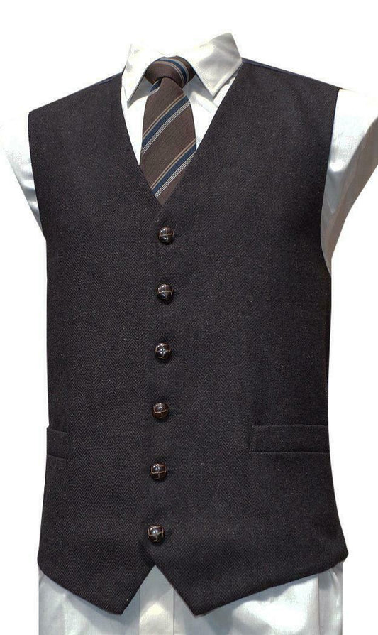 Mens Waistcoat - Brown Herringbone