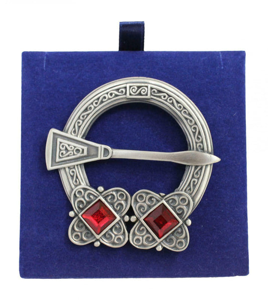 Carrick Penannular Two Stone Plaid Brooch