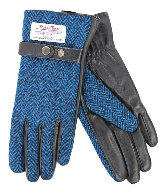 Blue Herringbone Gloves