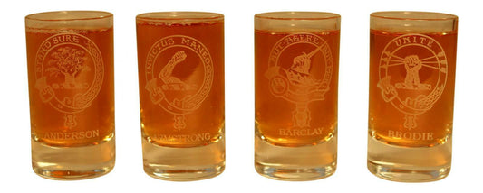 Clan Crest Dram Glass - Anderson Armstrong Barclay Brodie