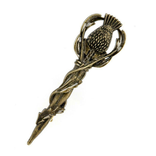 Celtic Thistle Kilt Pin - Brass