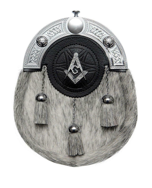 Bovine Dress Sporran Masonic Chrome Celtic Cantle