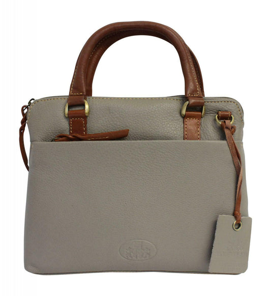 Small Grip Shoulder Handbag in Taupe Grey