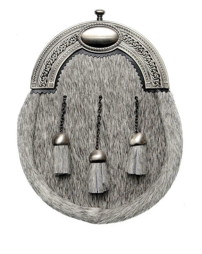 Stunning Grey Bovine Full Dress Sporran Traditional Celtic Design Cantle