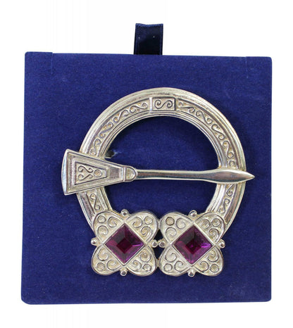 Carrick Penannular Two Stone Plaid Brooch