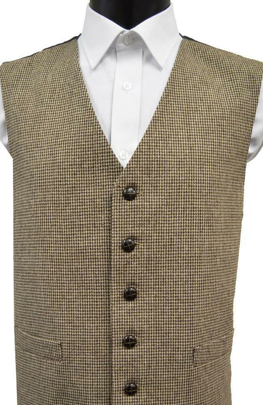 Wool Handle Check Waistcoat - Brown