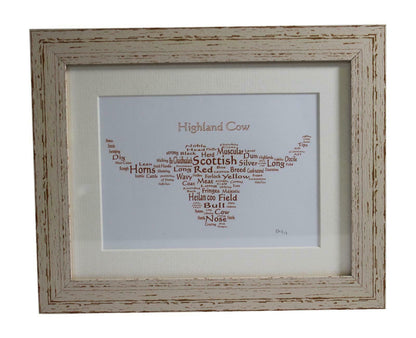 Highland Cow Word Art Picture