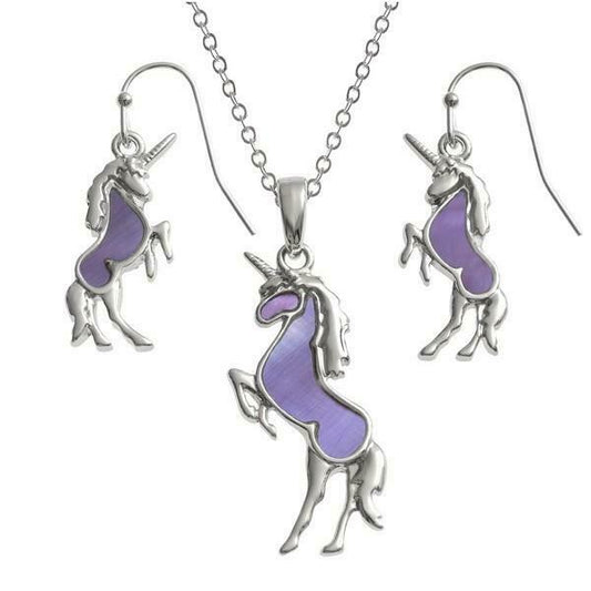 Paua Unicorn Necklace & Earring Set