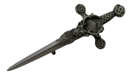 Stag Sword Kilt Pin - Brushed Antique