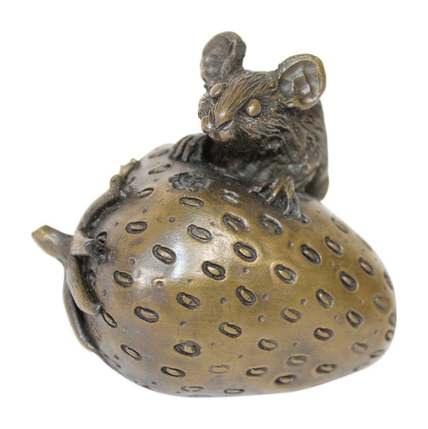 Bronze Mouse On Strawberry