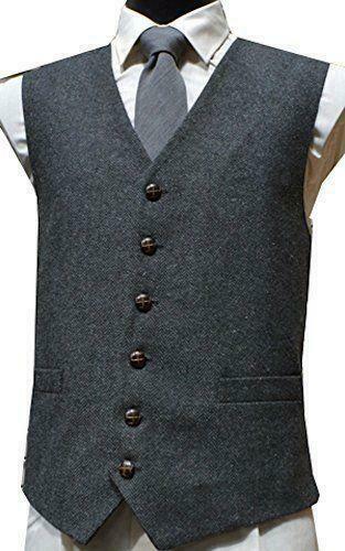 Wool Blend Waistcoat - Grey Herringbone