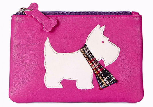 Scottie Dog Pink Leather Coin Purse