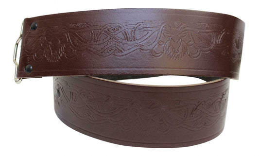Stag Embossed Leather Kilt Belt