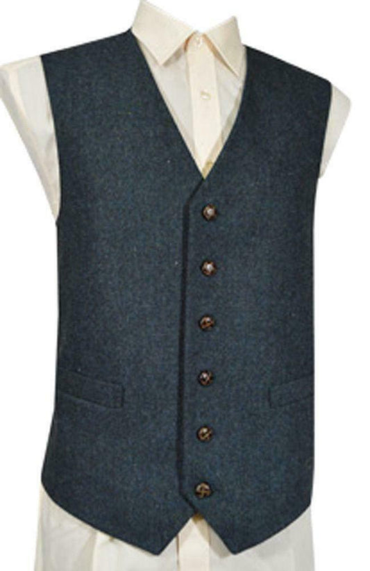 Wool Handle Flecked Waistcoat - Blue