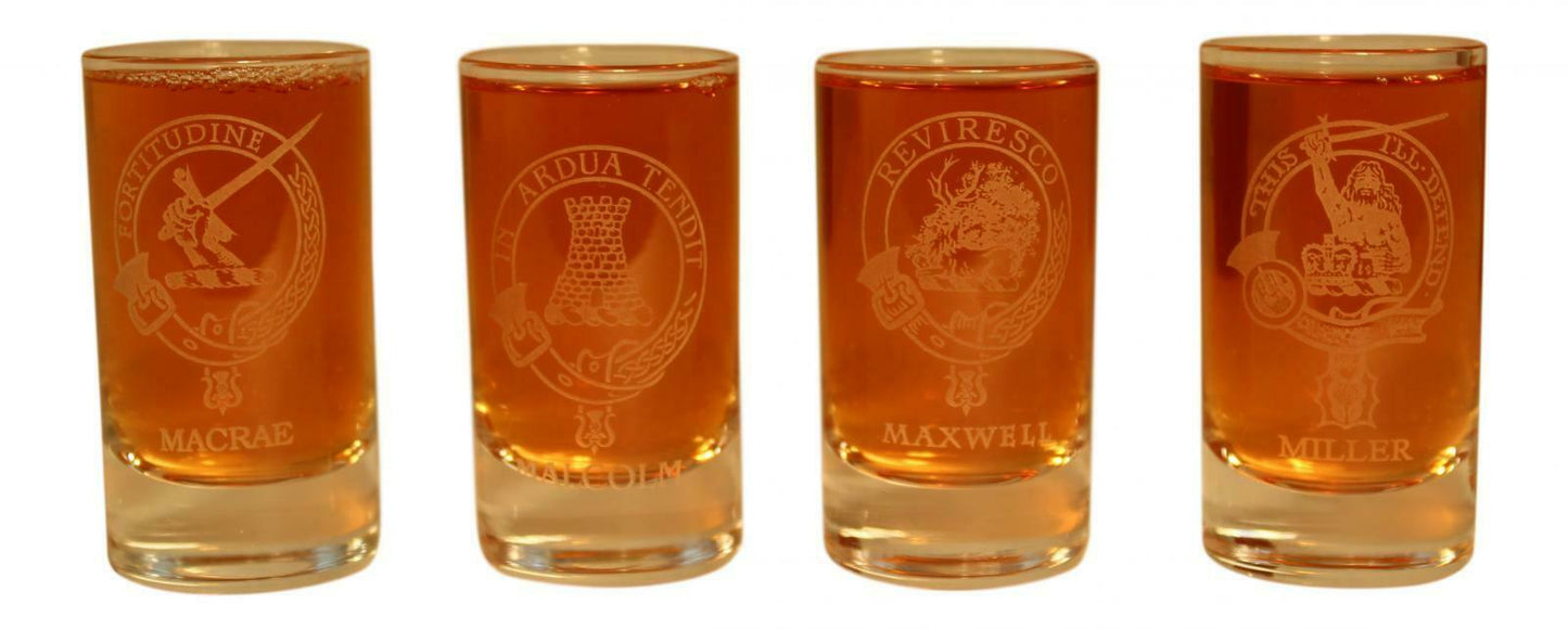 Clan Crest Dram Glass - MacRae Malcolm Maxwell Miller