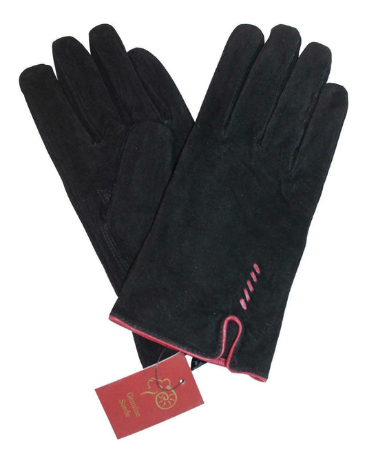 Black & Cherry Red Ladies Gloves