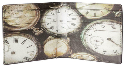 Leather Black Clock Design Wallet