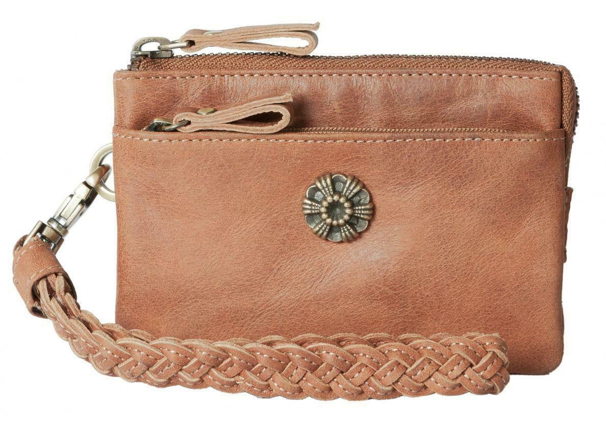 Leather 2 Zip Purse In Tan Or Black