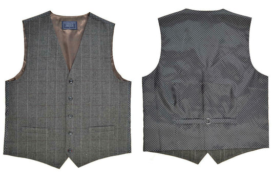 Brown Wool Check Waistcoat