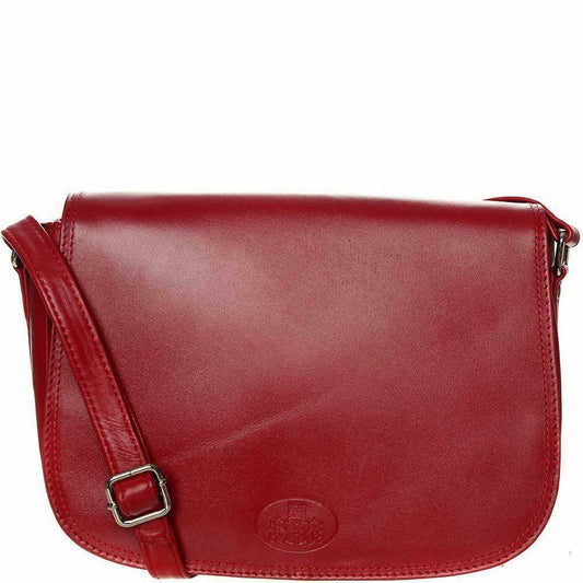 Iceland Red Leather Rounded Crossbody Handbag