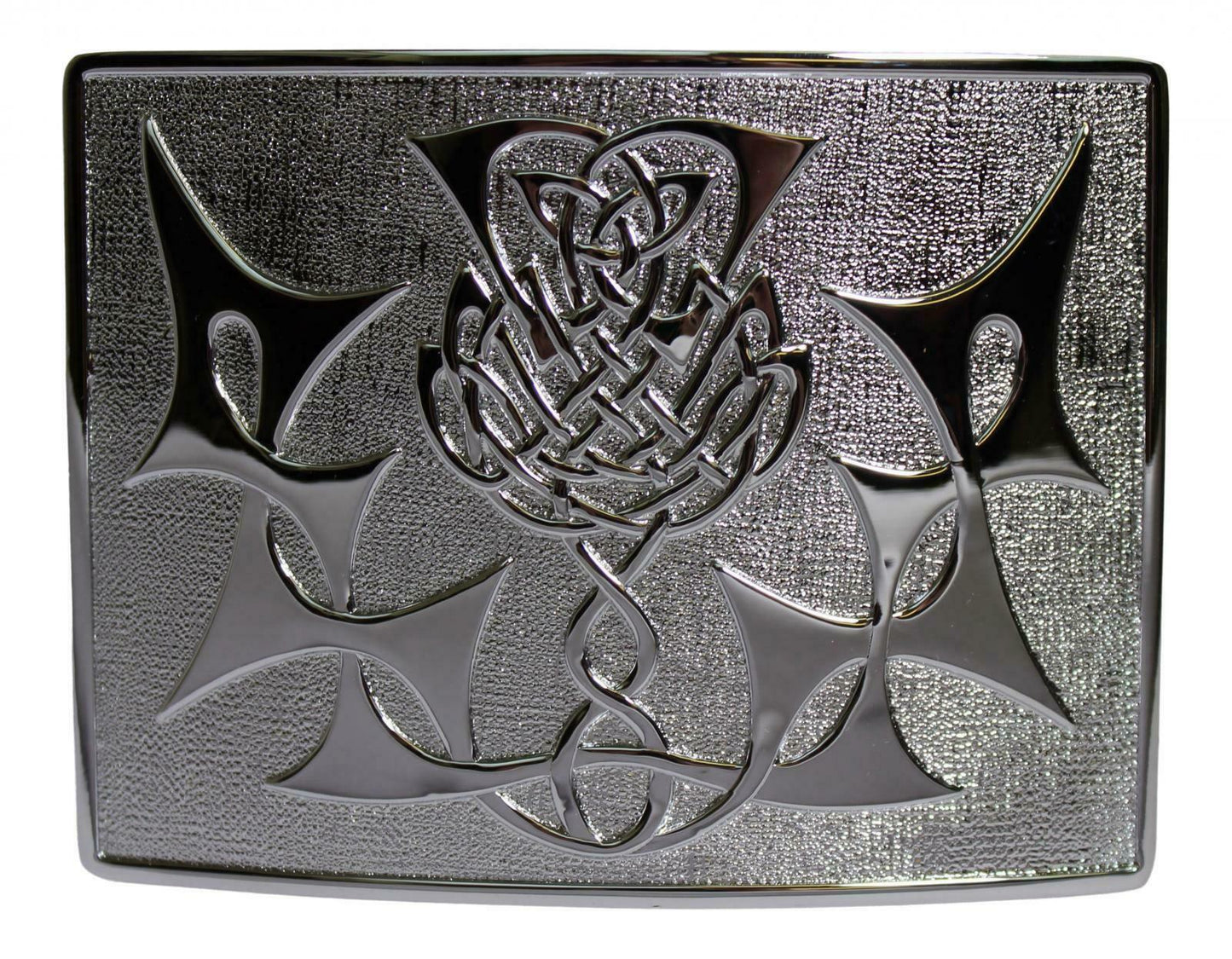 Chrome Celtic Thistle Kilt Buckle