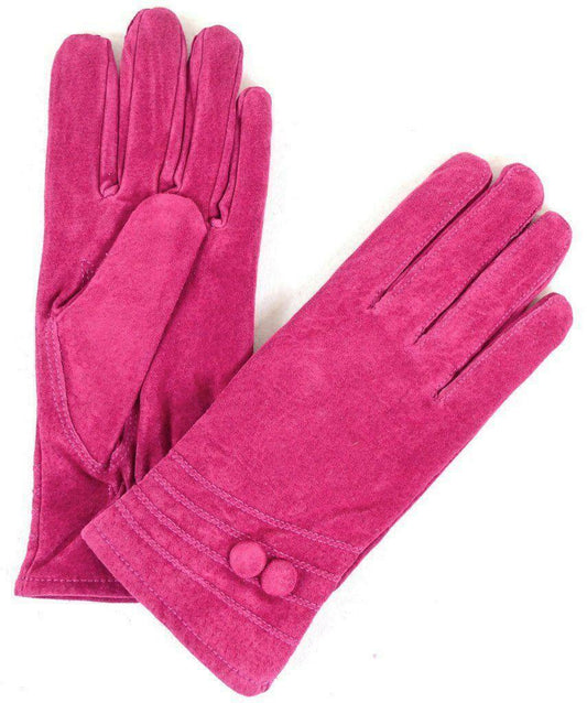 Eastern Counties British Suede Fleece Lined Ladies Gloves in Fuchsia Pink