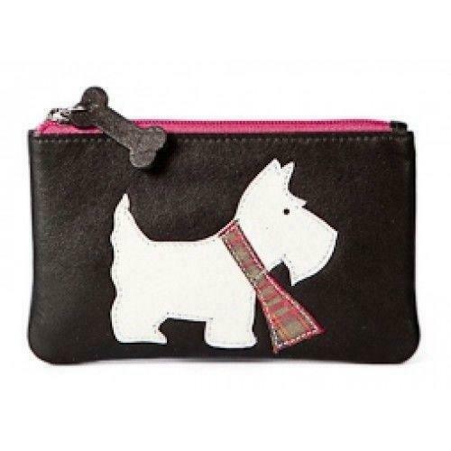 Black Leather Scottie Dog Coin Purse