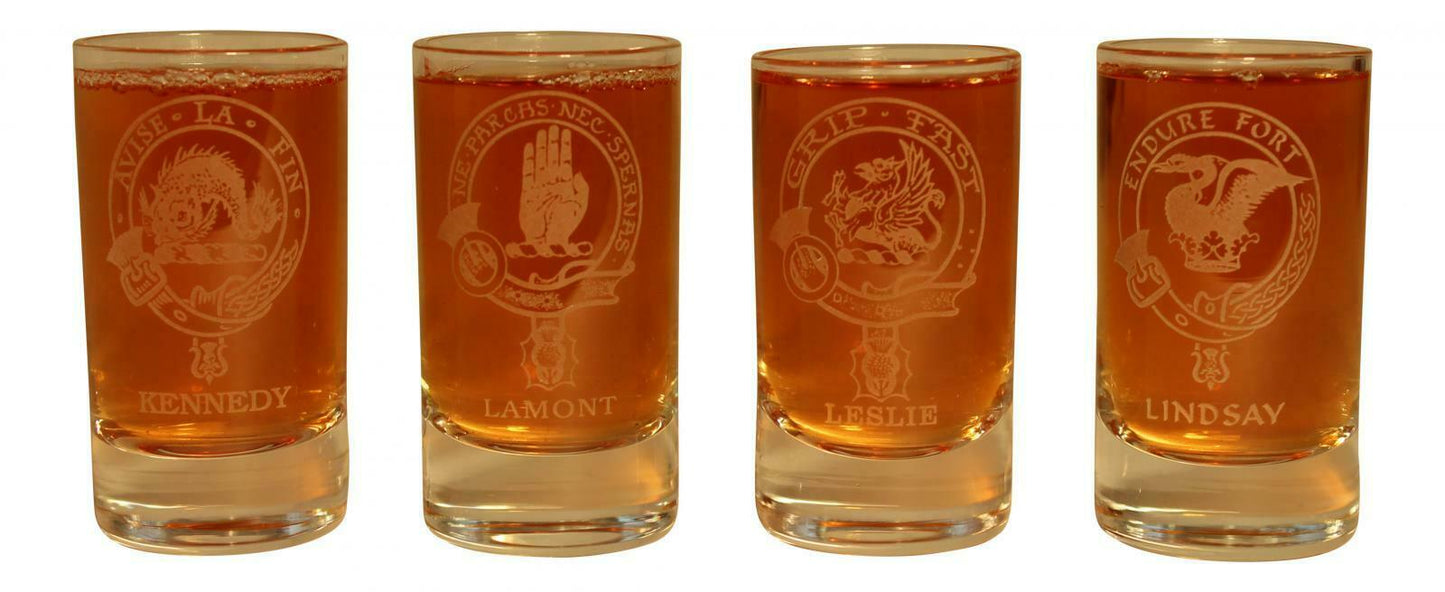 Clan Crest Dram Glass - Kennedy Lamont Leslie Lindsay