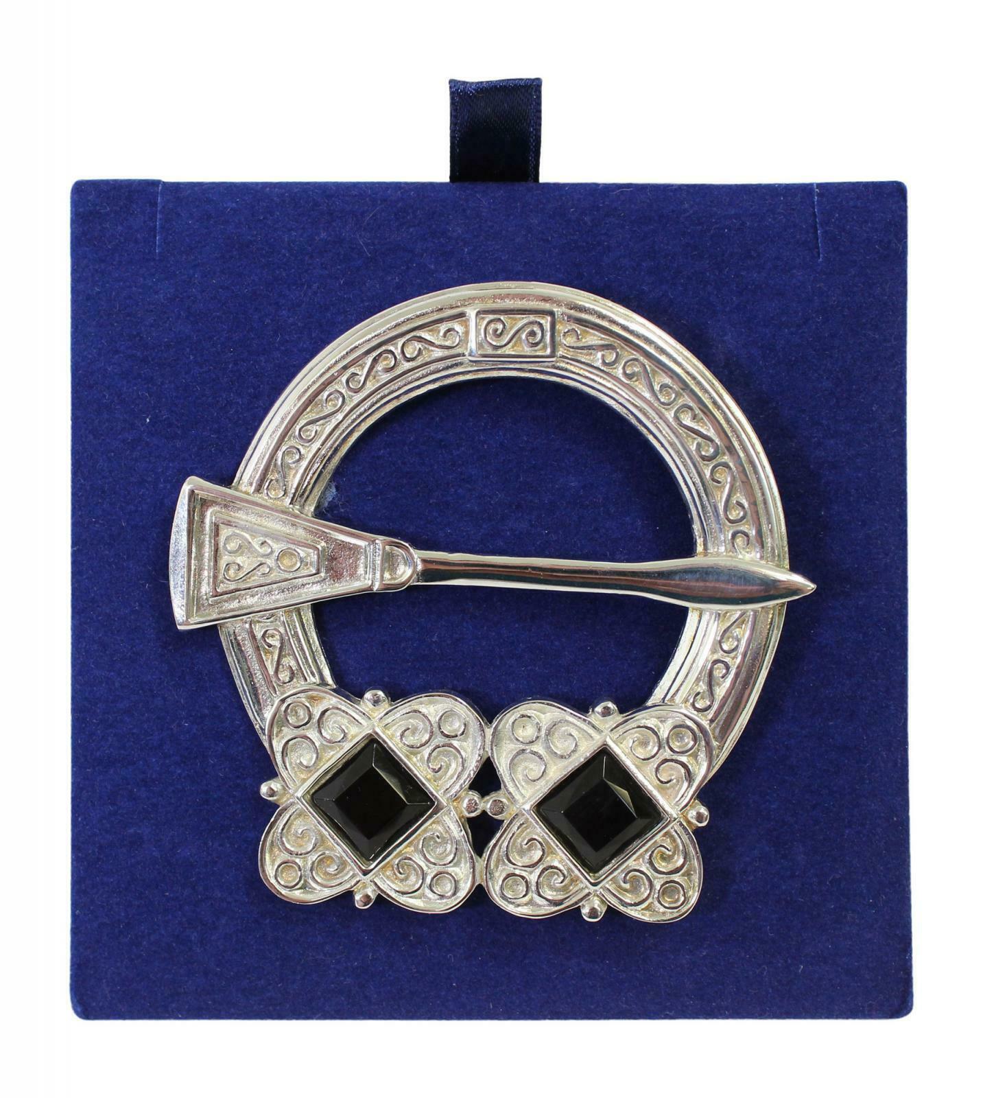 Carrick Penannular Two Stone Plaid Brooch