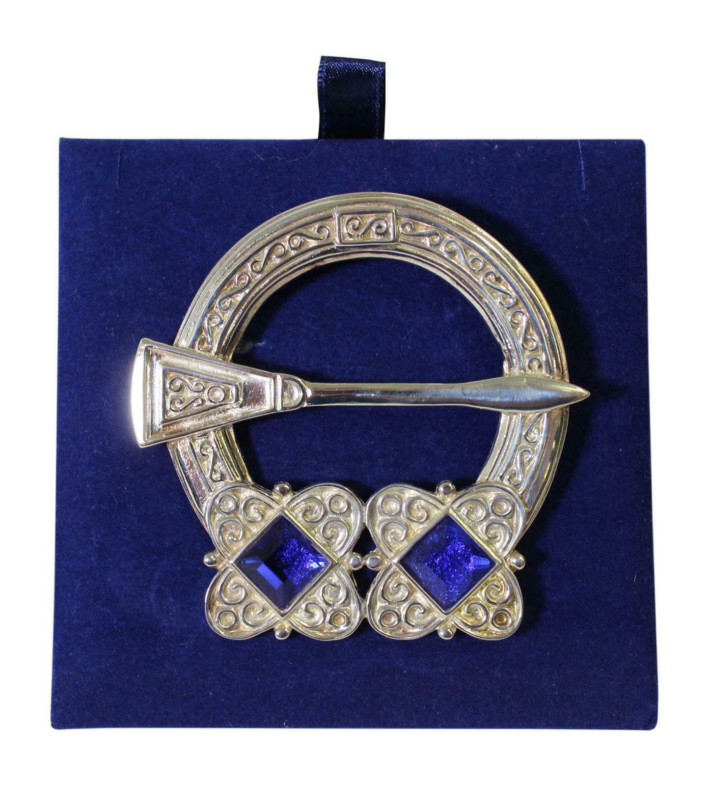 Carrick Penannular Two Stone Plaid Brooch