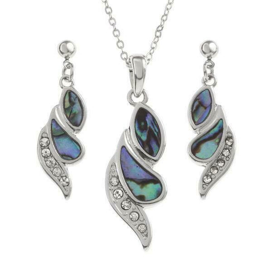 Paua Shell Diamante Necklace & Earring Set