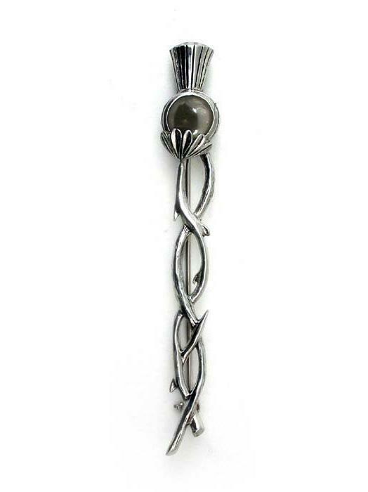 Twisted Thistle Kilt Pin with Choice of Stone