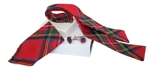 Royal Stewart Tartan Bow Tie, Pocket Square & Cufflink Set
