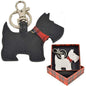 Best Friend Mala Scottie Westie Leather Keyring Fob Clip Tag - Black or White