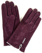 Suede Ladies Gloves Purple & Cream Detail