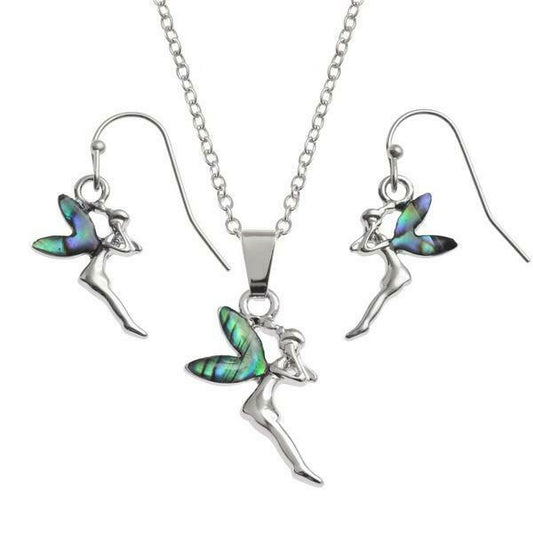 Paua Shell Fairy Necklace & Earring Set