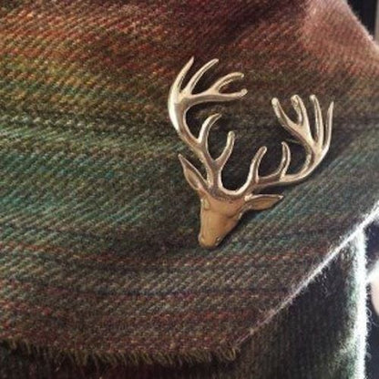 Stag Head Plaid Brooch