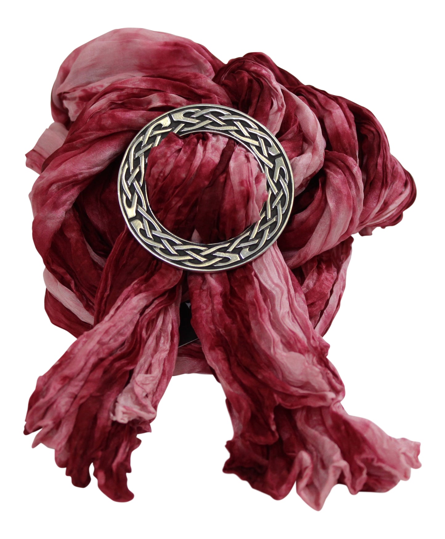 Pink Silk Scarf - Interlace Ring