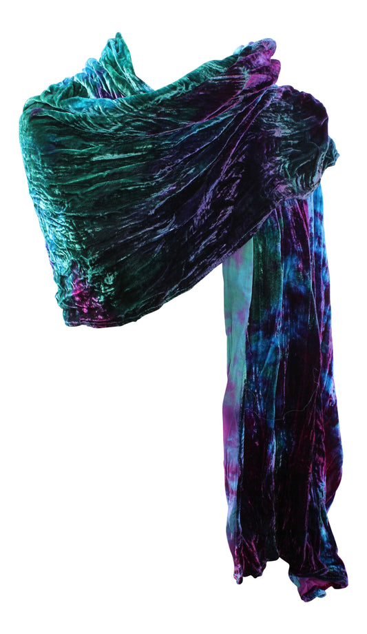 Blue & Purple Silk Velvet Wrap